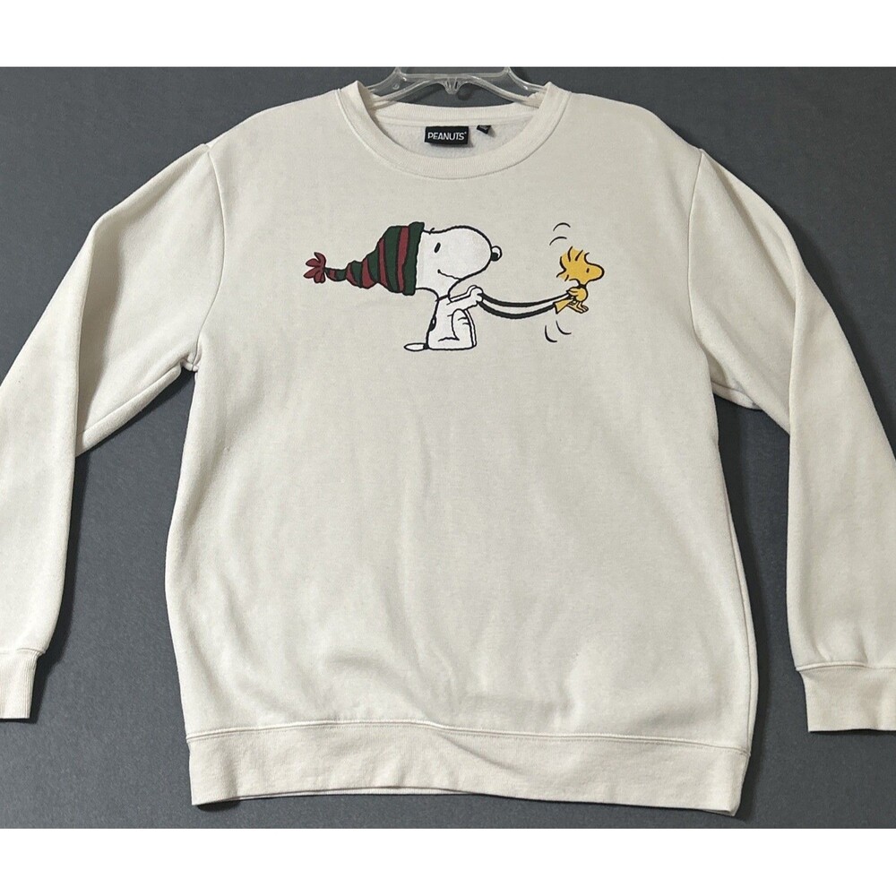 Peanuts Snoopy&Woodstock Winter Crewneck Unisex Sweatshirt Sz M